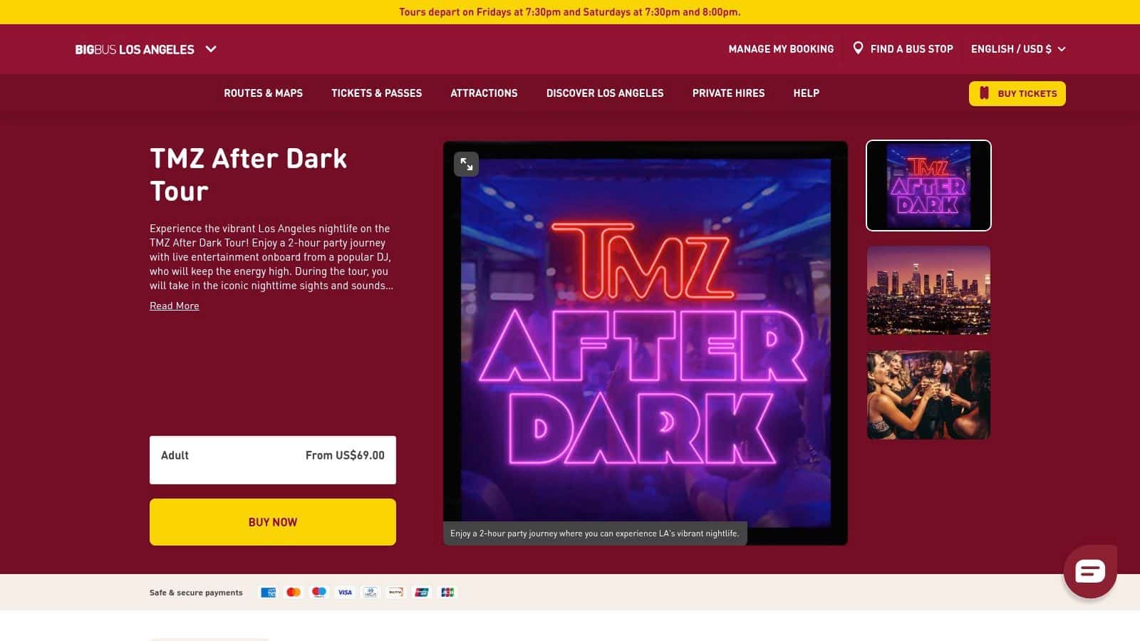 Big Bus x TMZ – After Dark Tour (Nightlife + DJ)